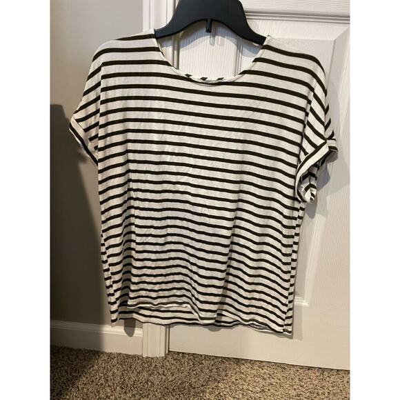 Green Envelope Los Angeles Olive Striped Nautical T-Shirt - Size XL - Picture 1 of 4